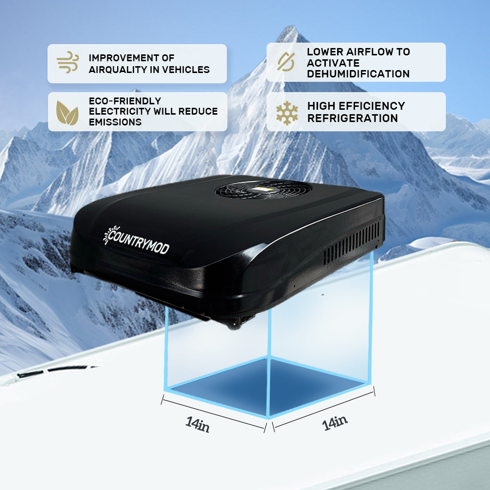 Energy-Efficient 24V 10,000 BTU AC – Cooling System for RVs, Trucks & Mobile Homes Black Color